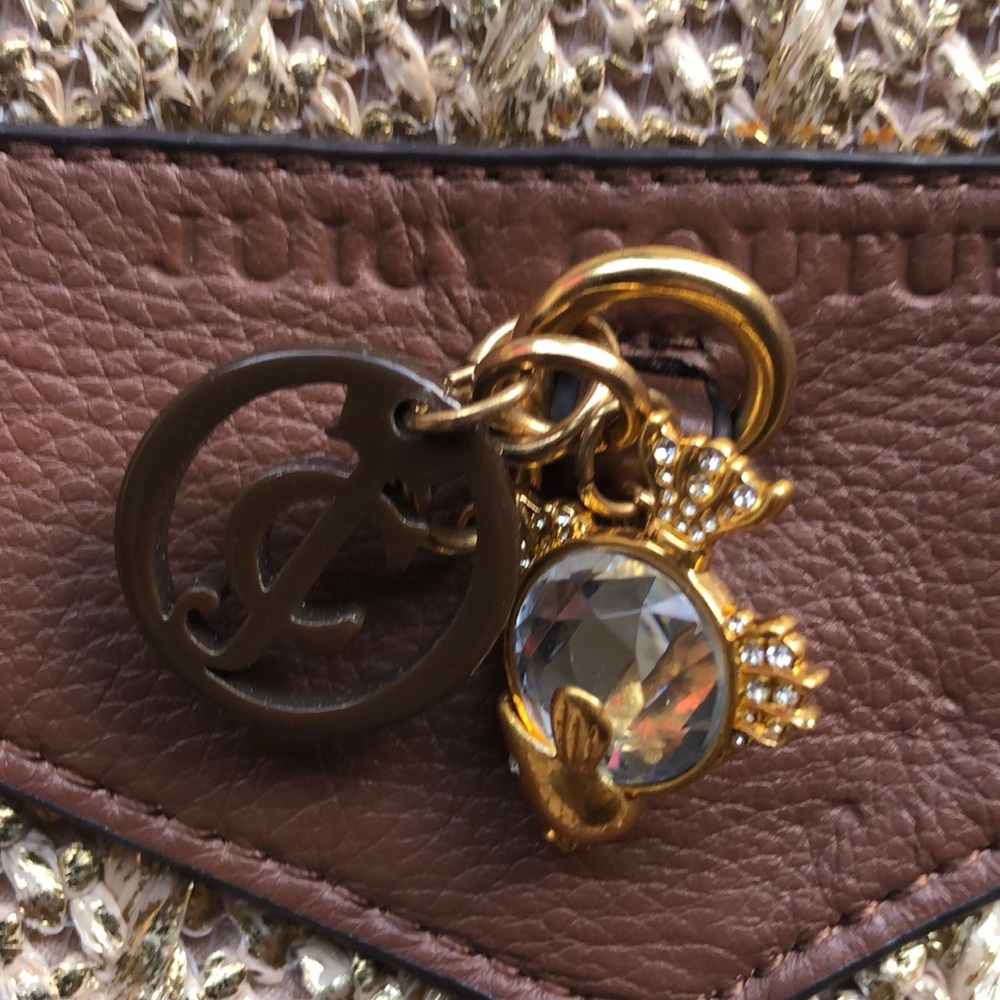 Juicy Couture charm gold metallic brushed clutch. Hot pink inside - Picture 2 of 6